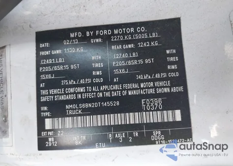 2013 Ford Transit Connect Xlt z USA, uszkodzony, nr VIN NM0LS6BN2DT145528